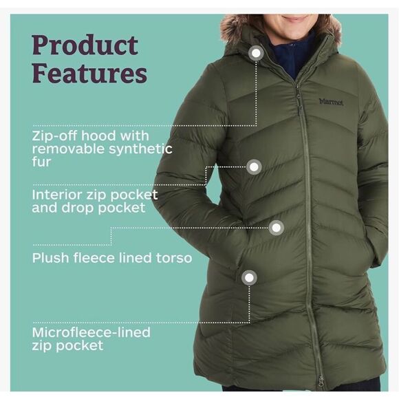 MARMOT Women's Montreal Mid-Thigh Length Down Puffer Coat - Picture 9 of 11